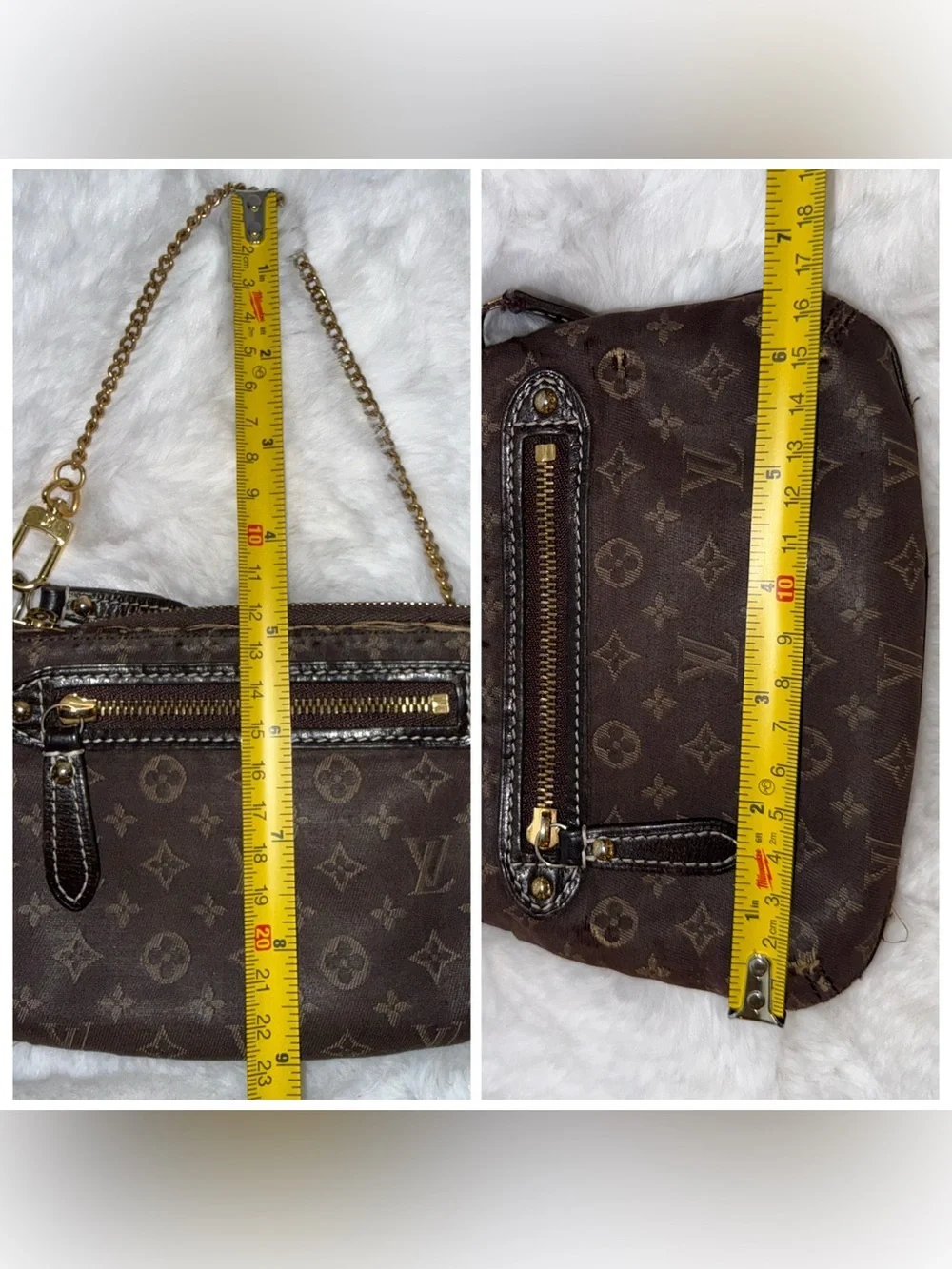 Louis Vuitton Brown Monogram Canvas Mini Lin Pochette with Chain Wristlet